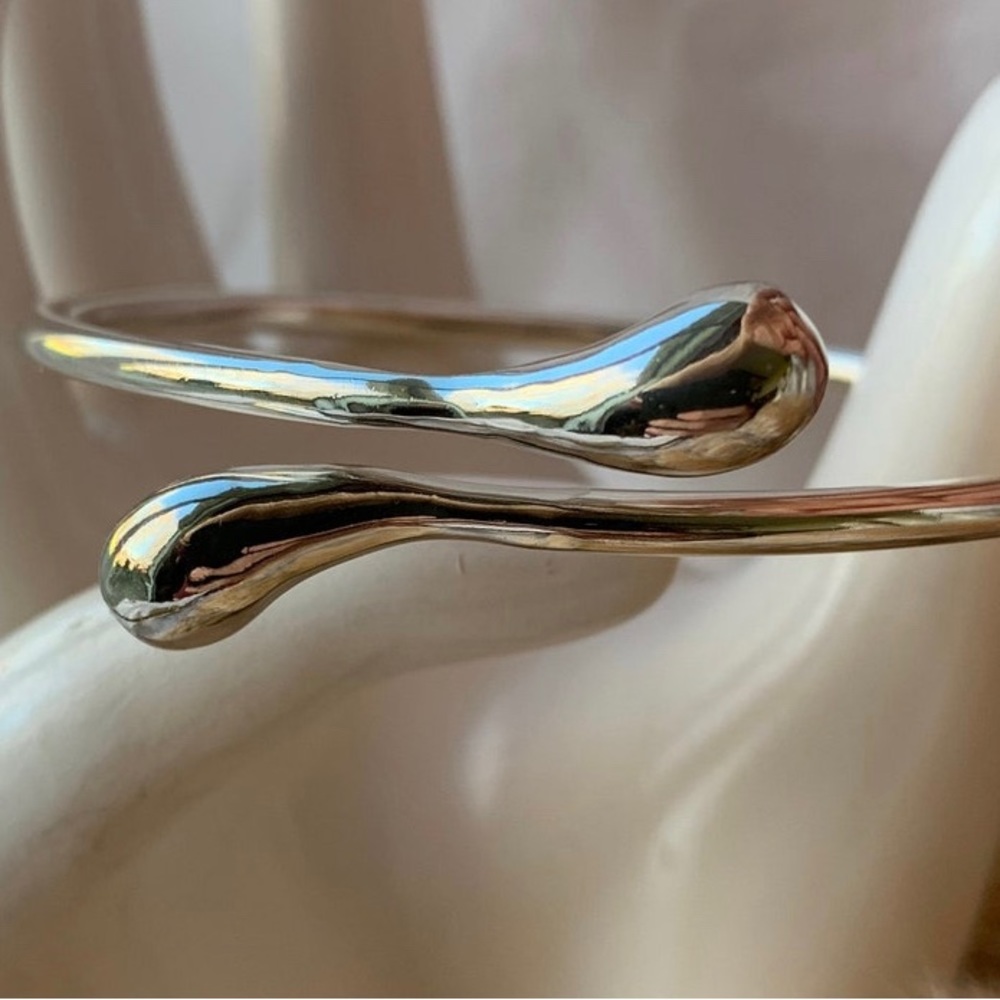 Vintage Sterling Silver Solid Stacker Bangle Brac… - image 4